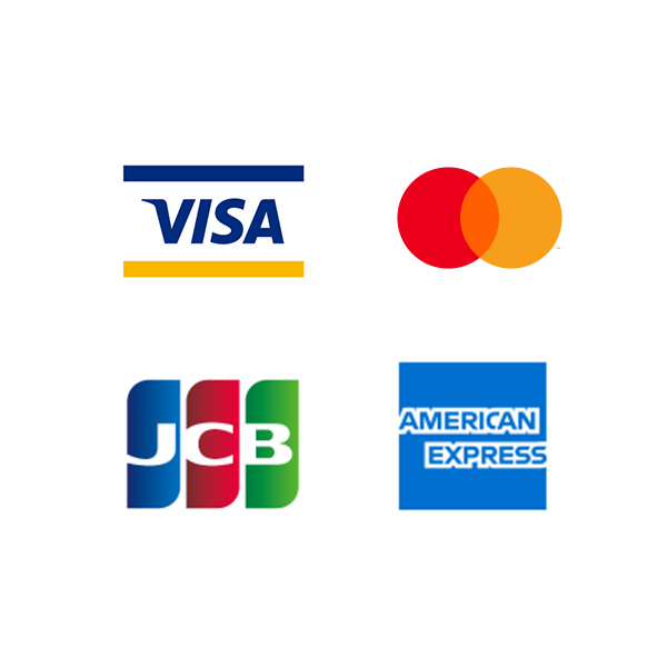 例）VISA, Master Card, JCB, AMERICAN EXPRESSなど